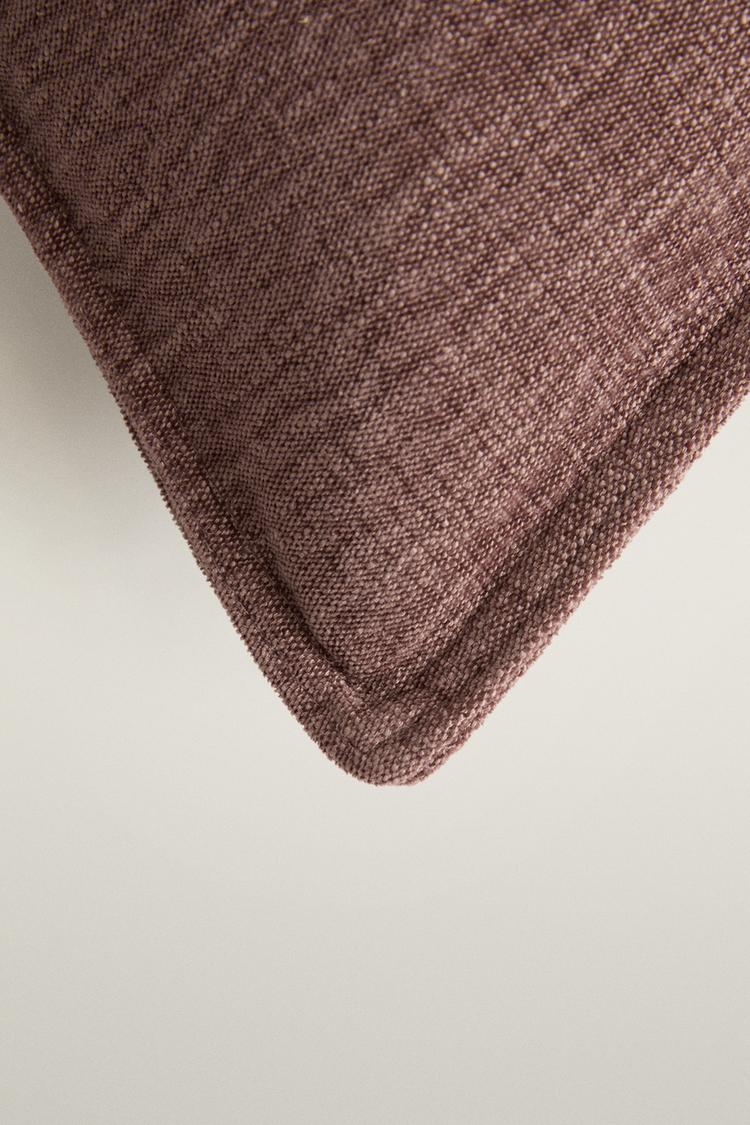 PLAIN LINEN THROW PILLOW COVER — Dark pink