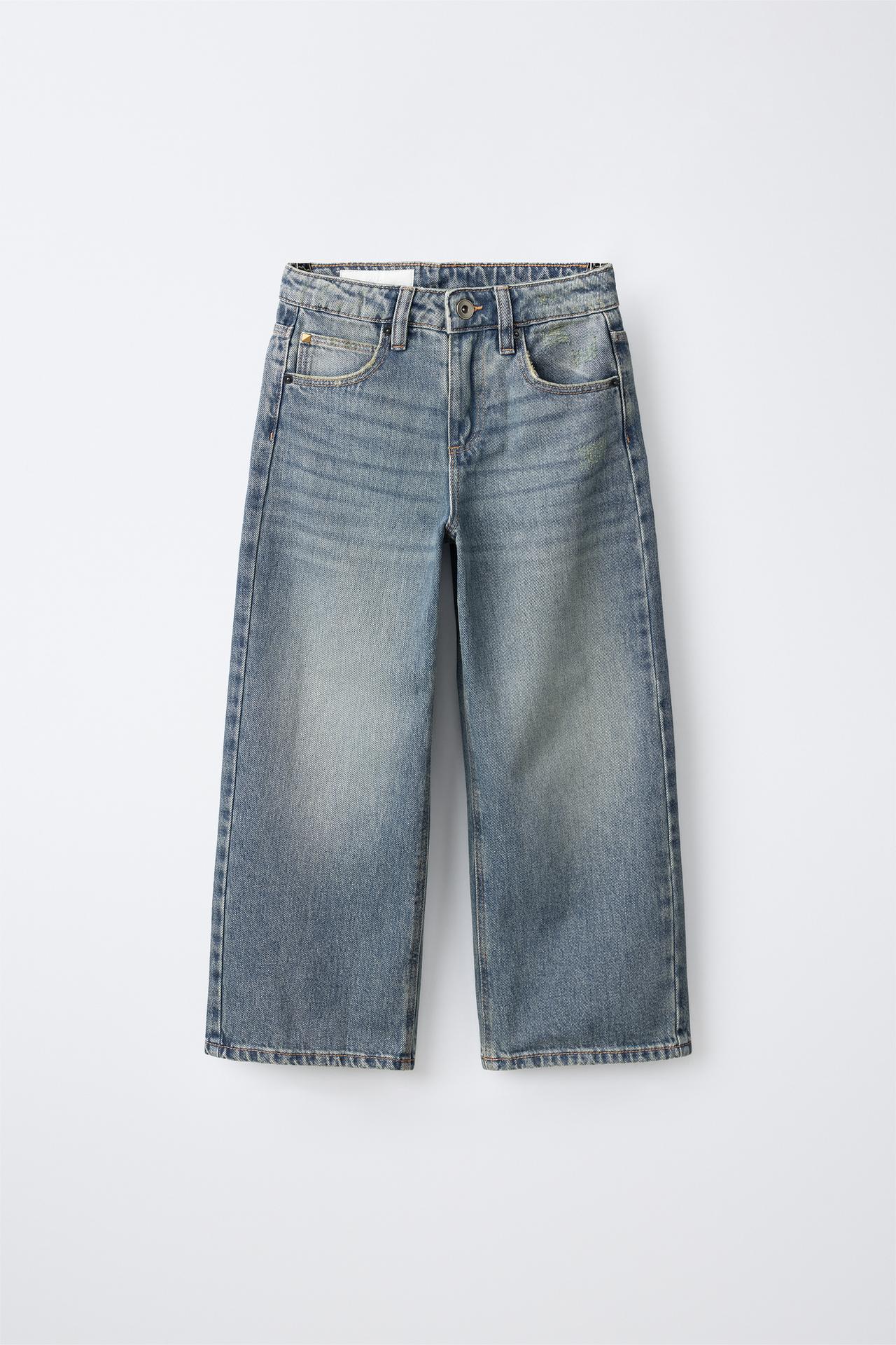 WIDE-LEG STAR PATCH JEANS — Blue