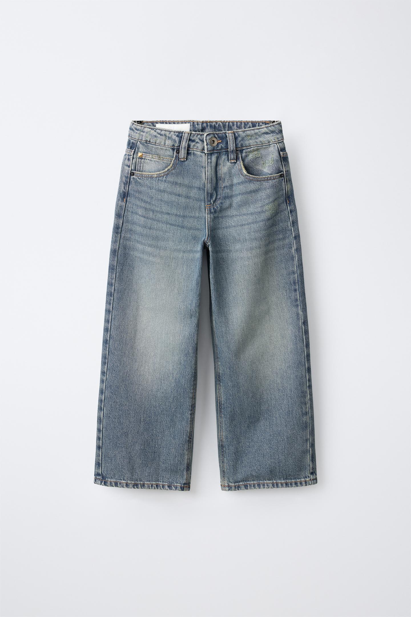 Детские джинсы Zara Wide-Leg Star Patch, цвет: Синий — фото 1