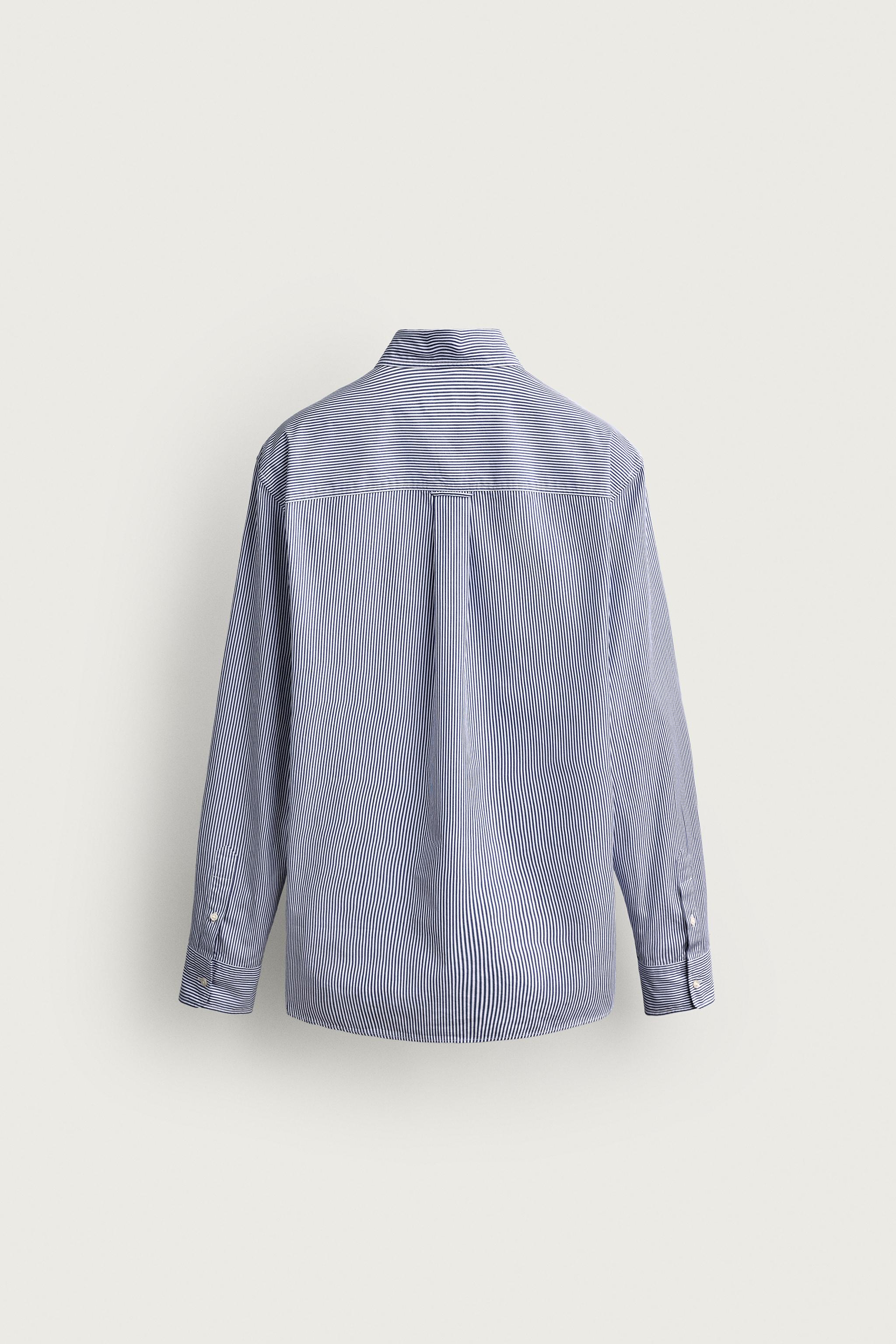 Мужские рубашки Zara STRIPED REGULAR FIT SHIRT — фото 8