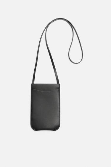 LEATHER CROSSBODY BAG - Black by Zara