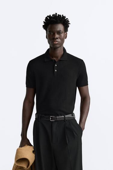 POLO PUNTO MEZCLA VISCOSA - Negro de Zara