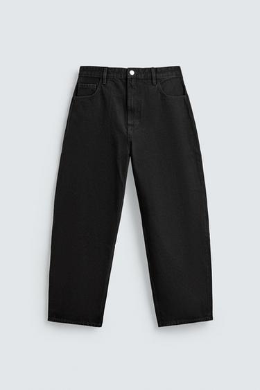 TAPERED WIDE-LEG JEANS - Black by Zara
