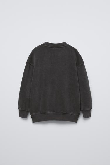 SWEAT EFFET DÉLAVÉ VARSITY - Gris anthracite de Zara - Image 1