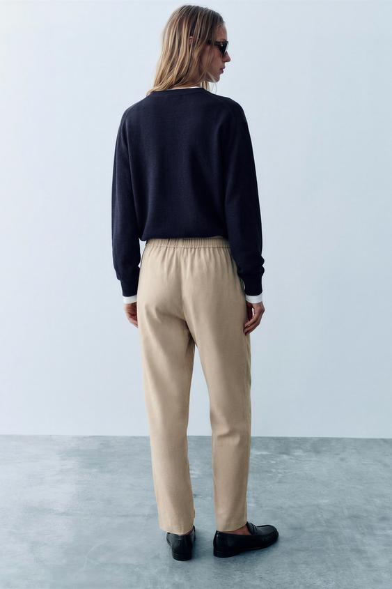 TROUSERS WITH ELASTICATED WAISTBAND - Sand / Marl by Zara - Image 2