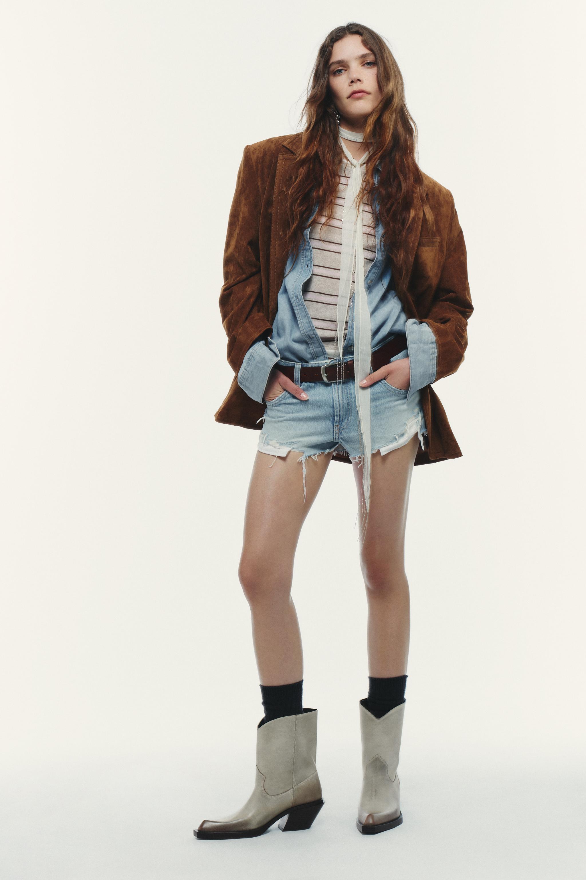 レザー ラスティック ショートブーツ - ホワイト | ZARA Japan