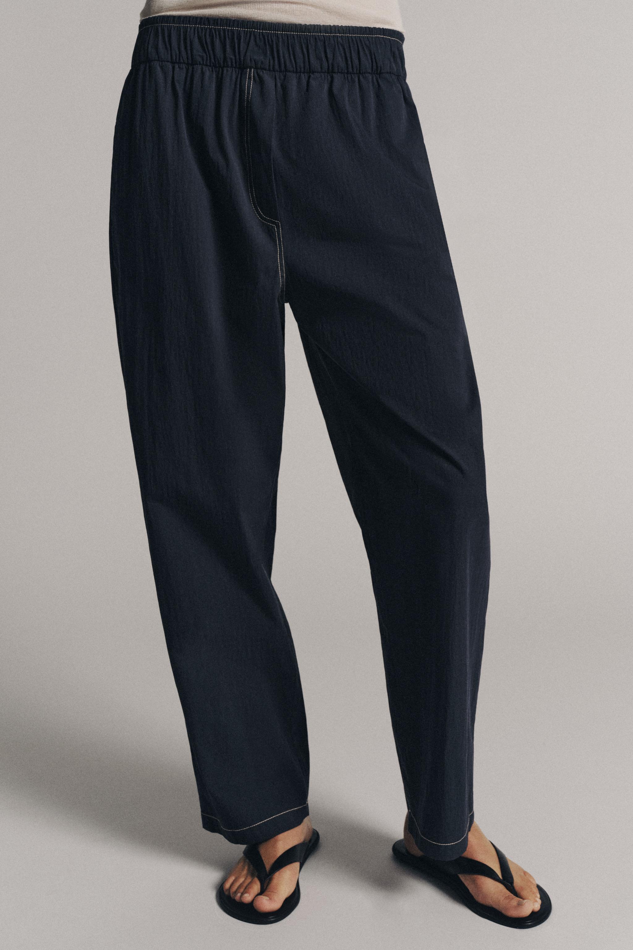 ZW COLLECTION TOPSTITCHED TROUSERS - Blue / Gray | ZARA United States