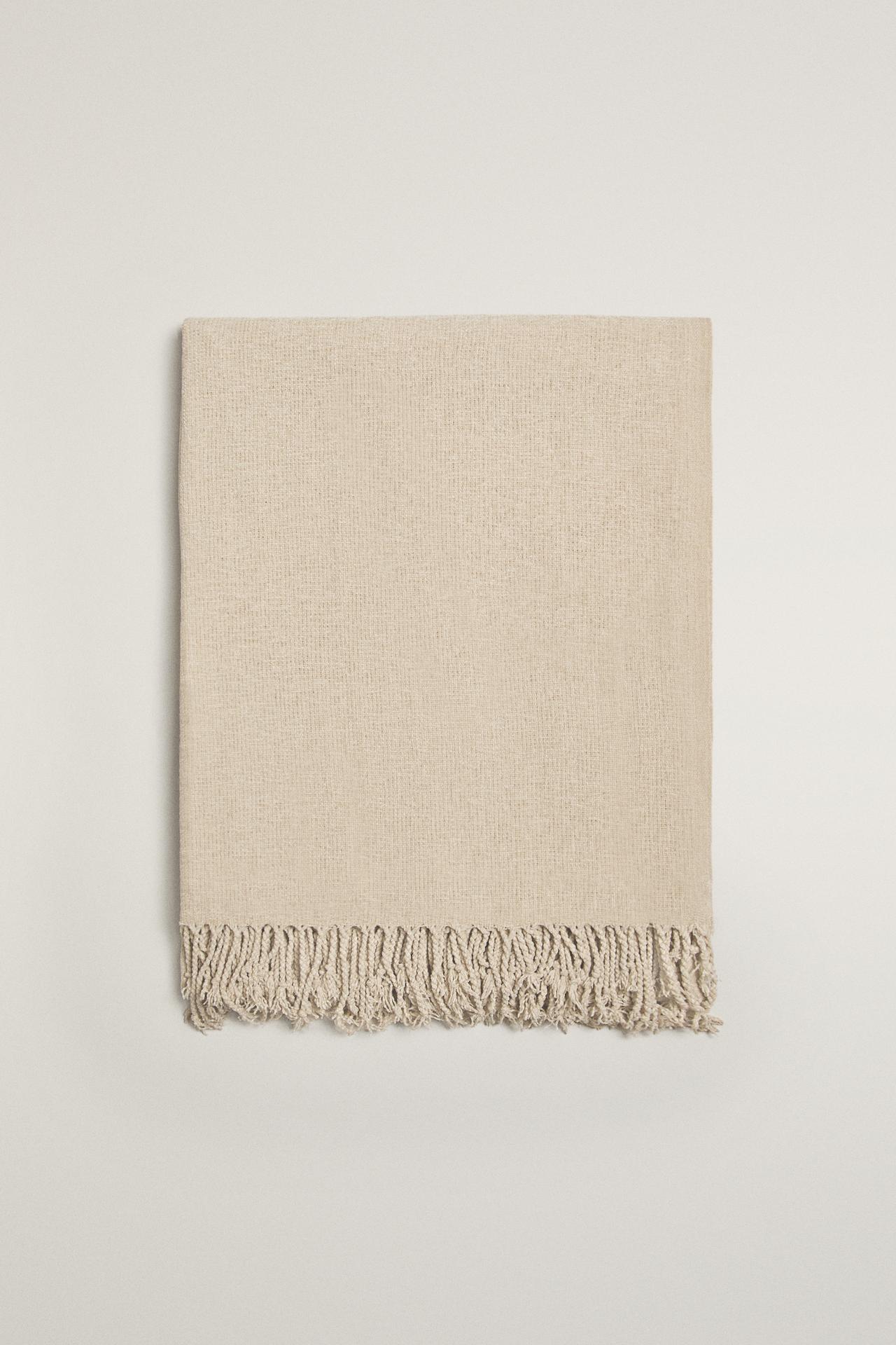 CHENILLE BLANKET — Light beige