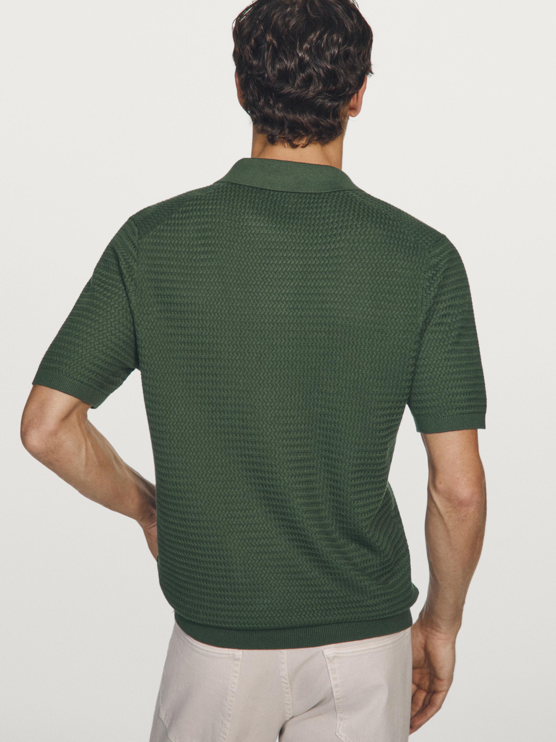 Short sleeve textured knit polo shirt