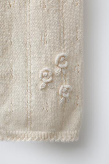 SALOPETTE EN MAILLE AJOURÉE ET BRODÉE - Écru de Zara - Image 3