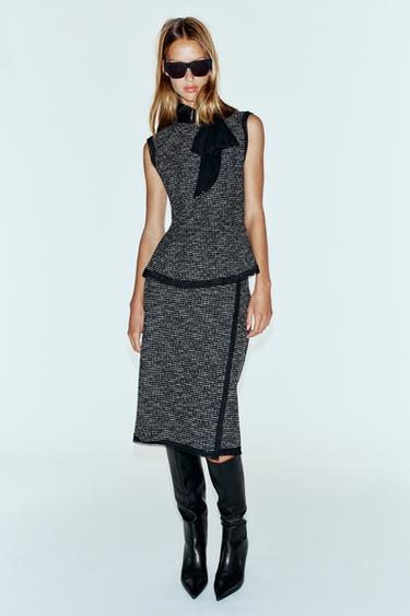 FALDA MIDI COMBINADA ESTRUCTURA - Negro / Blanco de Zara