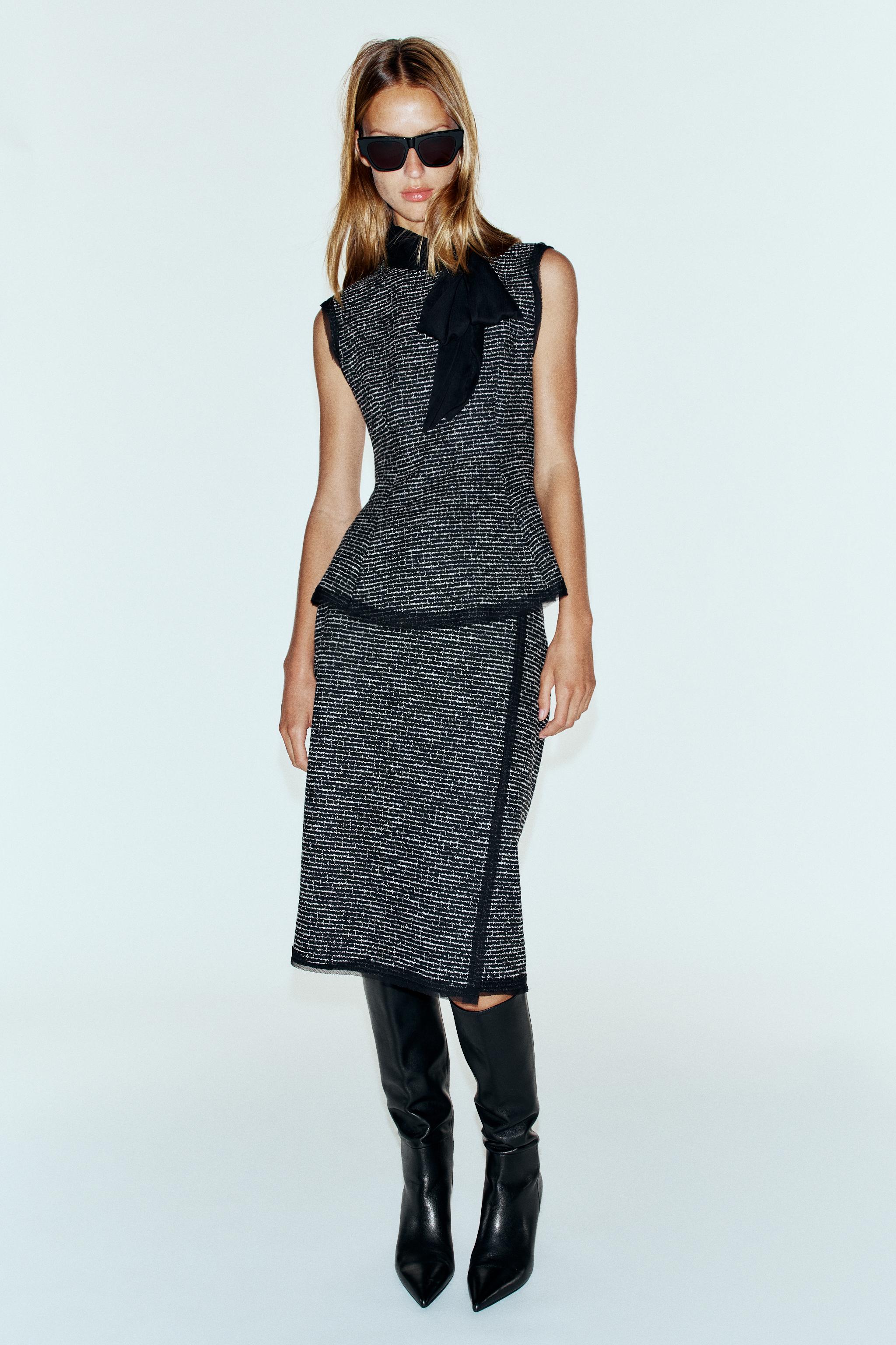 STRUCTURED COMBINED MIDI SKIRT