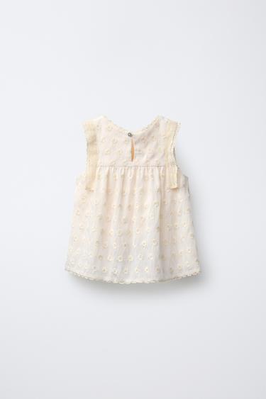 EMBROIDERED LACE TOP - Ecru by Zara - Image 1