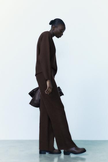 PANTALON DROIT SOFT - Chocolat de Zara - Image 1