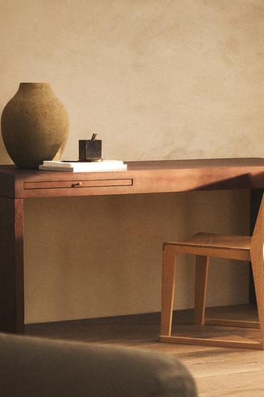 WOOD AND LEATHER DESK - Dark brown by Zara