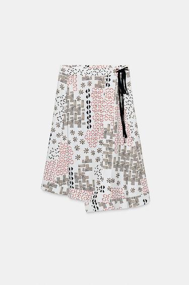 PRINTED LINEN BLEND SKIRT - Multicoloured by Zara
