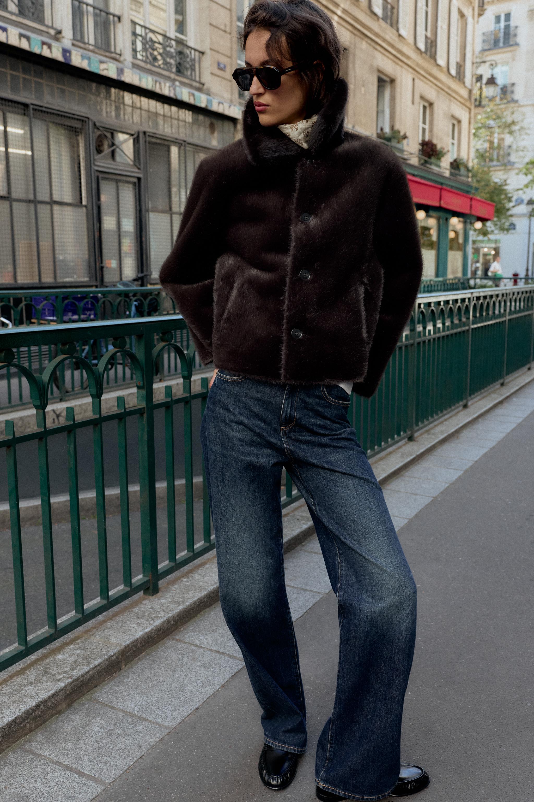 VESTE RÉVERSIBLE DOUBLE FACE EFFET MATIÈRE SYNTHÉTIQUE