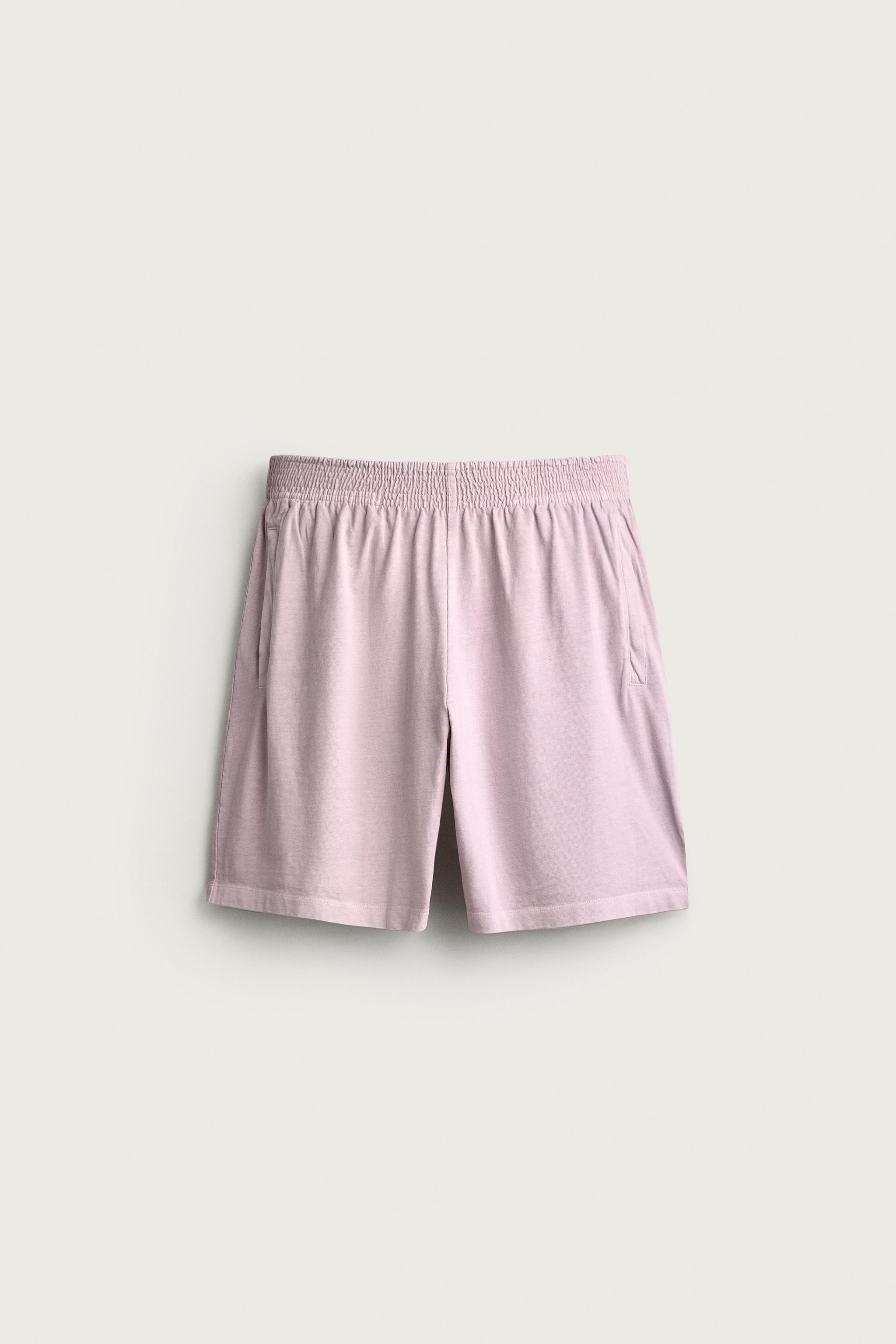 WASHED LIGHTWEIGHT SWEAT BERMUDAS — Mauve