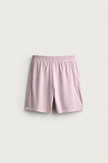 BERMUDA DE JOGGING LÉGER DÉLAVÉ - Mauve de Zara