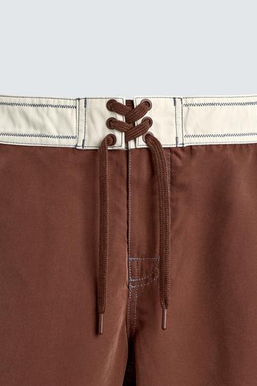 LONG SWIMMING TRUNKS WITH PUKAS SURF X ZARA BANDS - Brown by Zara - Image 8