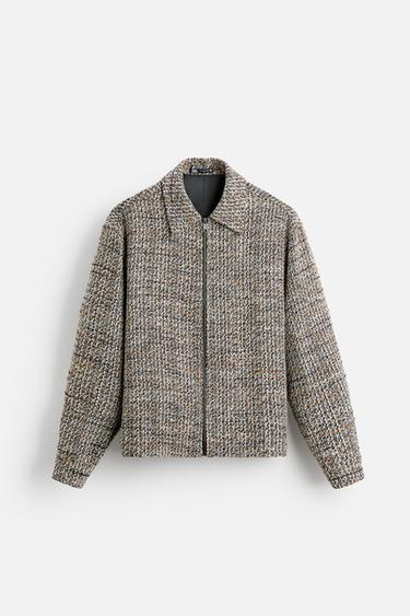 TEXTURED ZIP-UP OVERSHIRT - camel by Zara