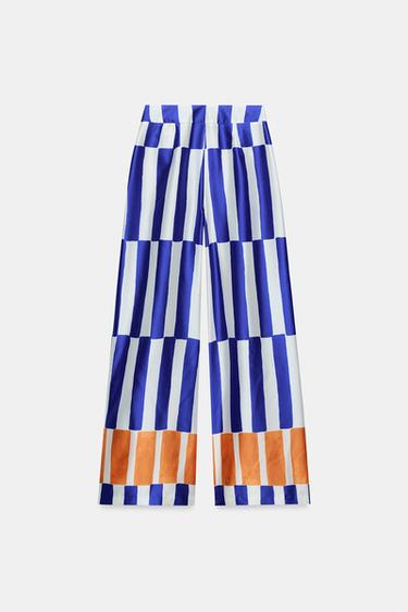 STRIPED WIDE-LEG TROUSERS - Multicoloured by Zara - Image 7