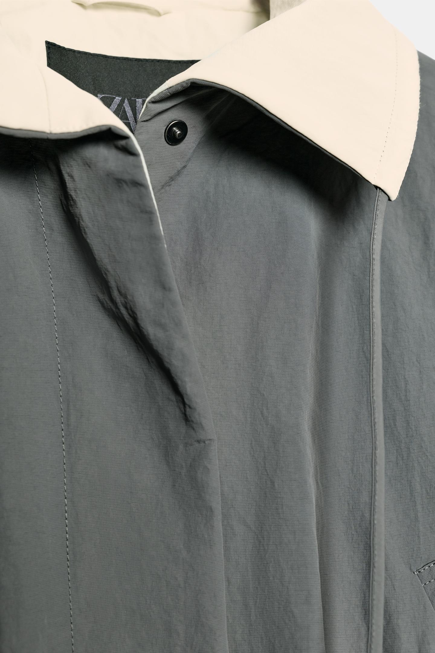 Женская куртка Zara ZW Collection Cropped Belted, цвет: Серый — фото 8