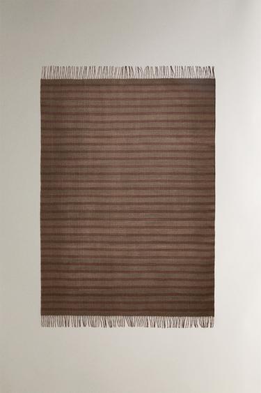 CHECK THROW WITH FRINGING - Green by Zara