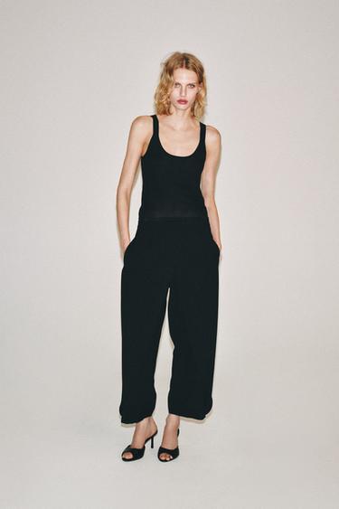 Zara 真皮高跟穆勒鞋 - 黑色