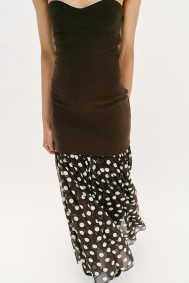 ROBE BIMATIÈRE À POIS - Marron de Zara - Image 5