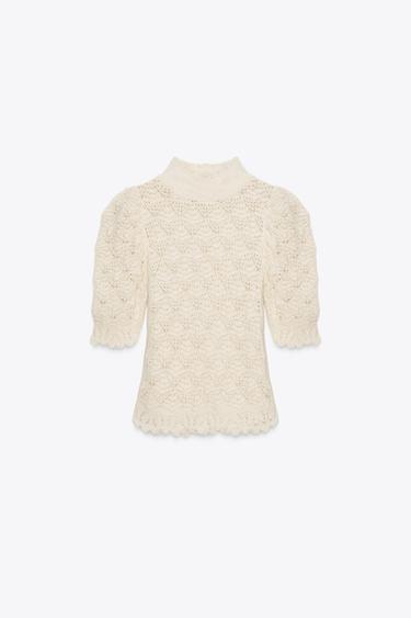 PULL ROMANTIQUE EN MAILLE CÔTELÉE - Écru de Zara - Image 6