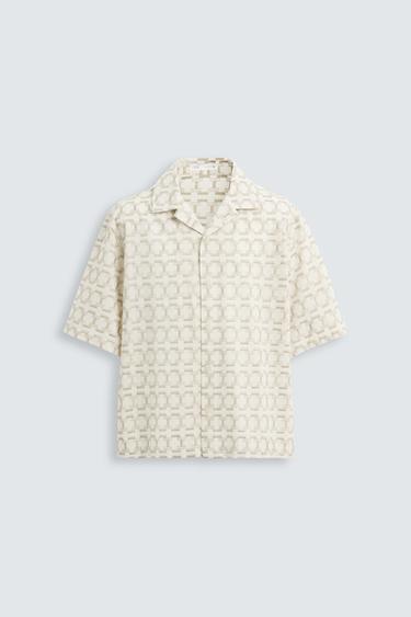 GEOMETRIC EMBROIDERED SHIRT - Beige by Zara