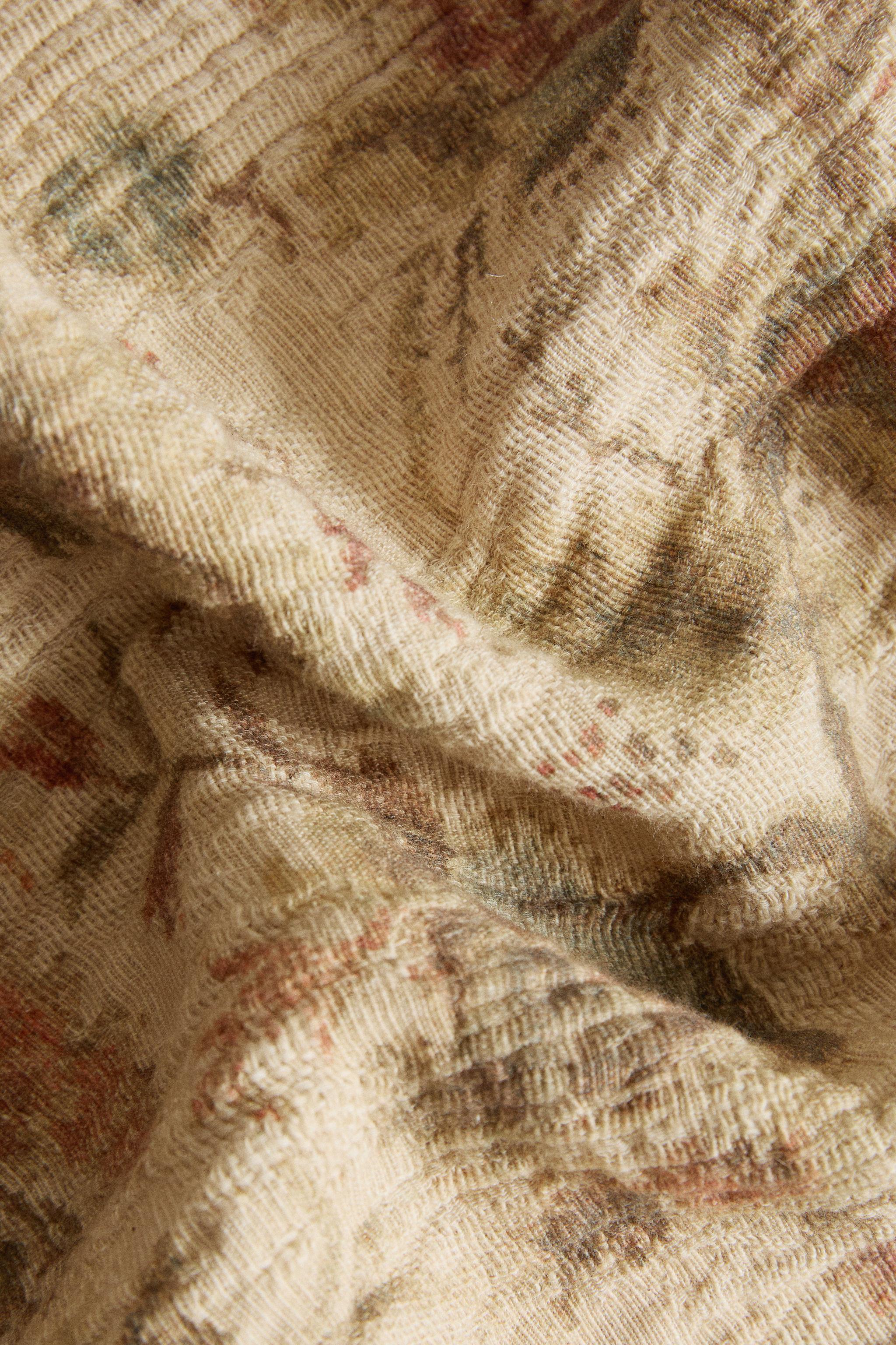 COTTON LINEN FLORAL BLANKET