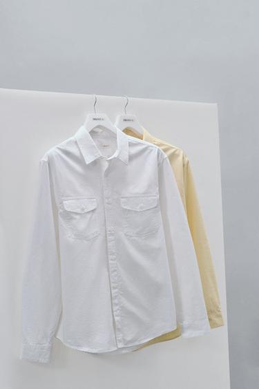 Zara PAMUČNA KOŠULJA OD LIOCELA SA DŽEPOVIMA – Bela