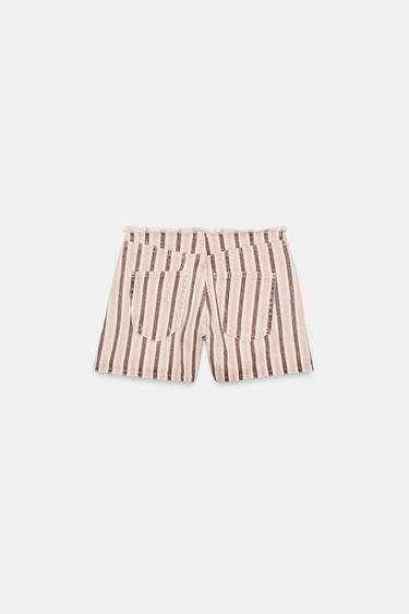 SHORT Z1975 EN DENIM EFFILOCHÉ À RAYURES - Multicolore de Zara - Image 4