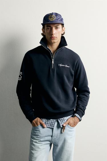 AYRTON SENNA © SENNA BRANDS QUARTER-ZIP SWEATSHIRT - Navy blue by Zara