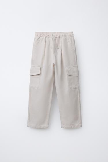 CALÇA CARGO DE ALGODÃO E LINHO - Cru da Zara