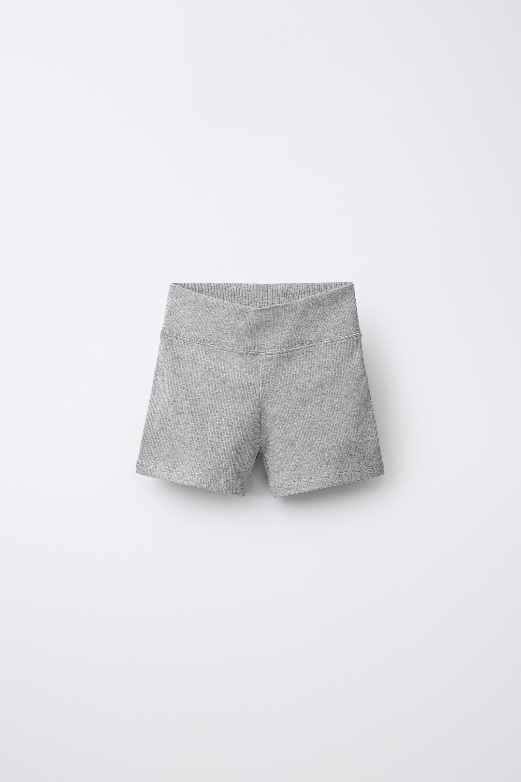 RIBBED SHORTS — Gray marl