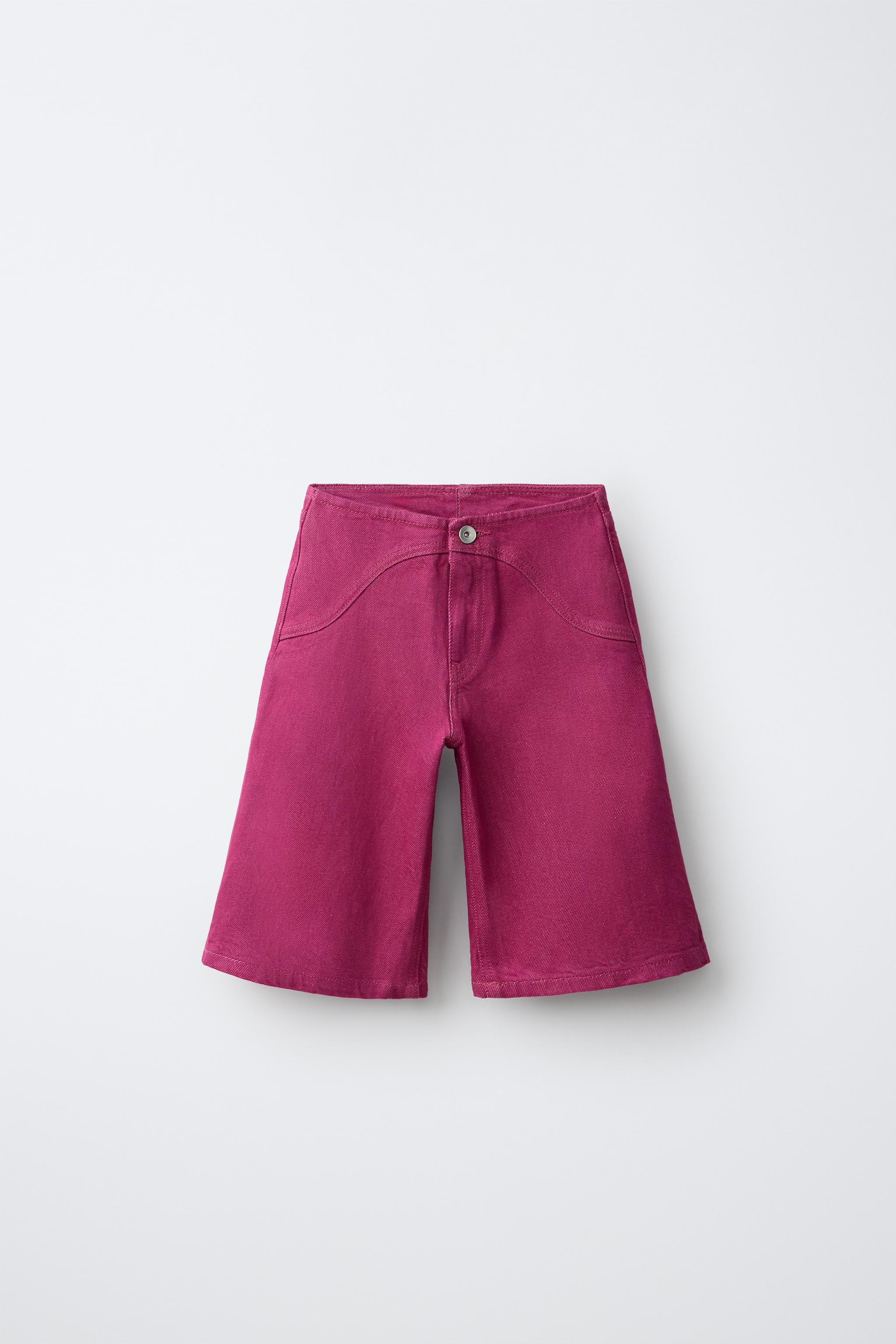 LONG DENIM SHORTS — Fuchsia