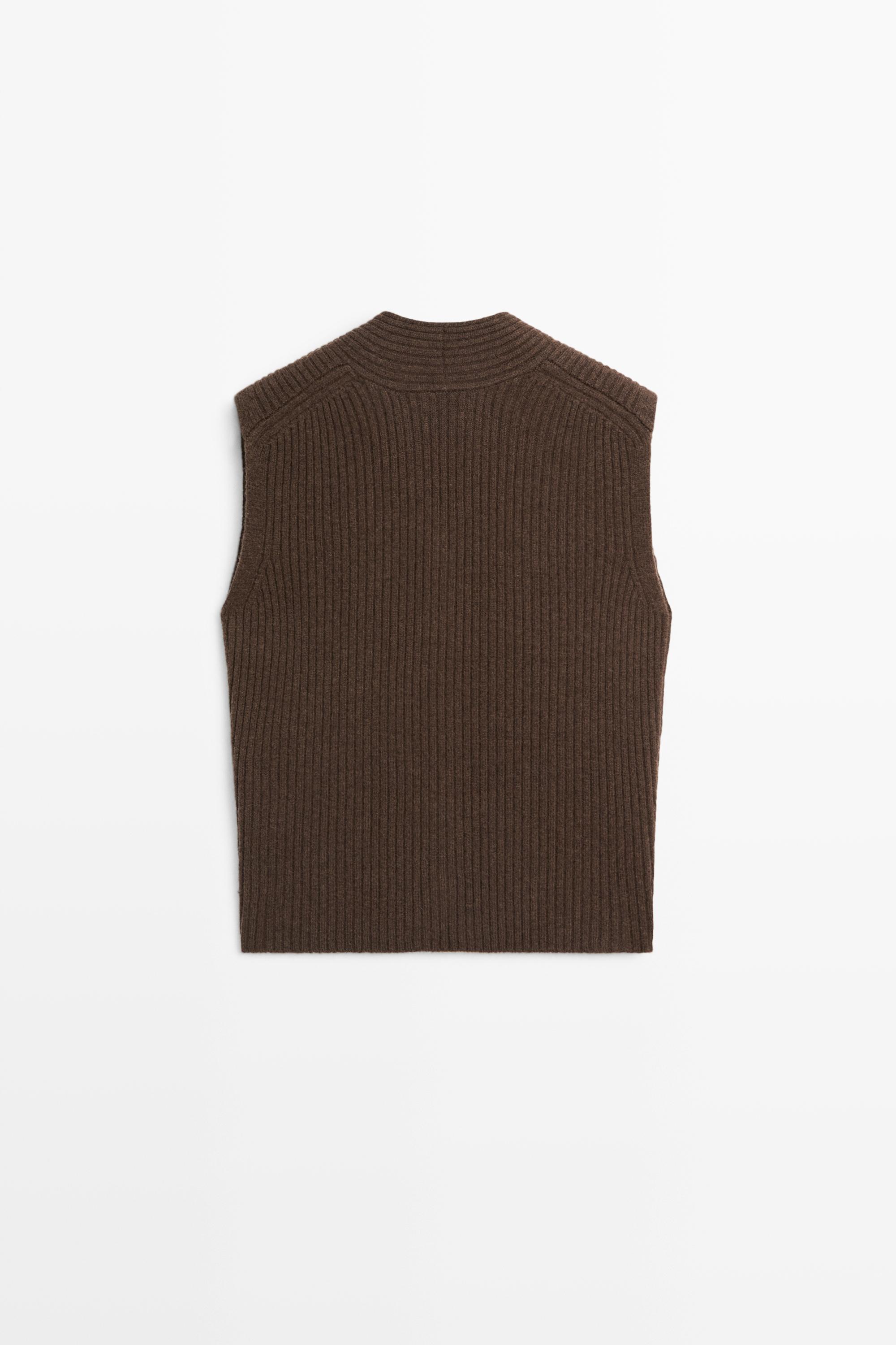Gilet en maille côtelée 100 % laine