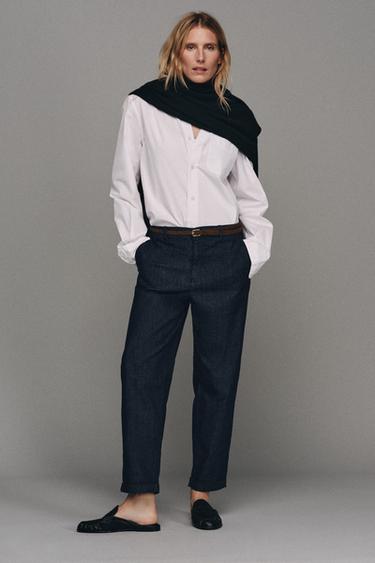 CHINO TROUSERS WITH BRAIDED BELT - Indigo by Zara