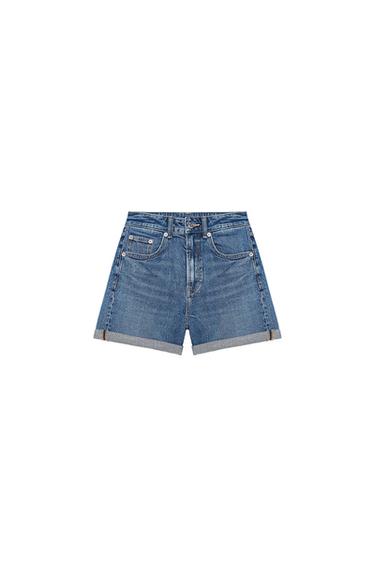 MOM FIT TRF BERMUDASHORTS MIT HOHEM BUND - Marineblau von Zara - Bild 0