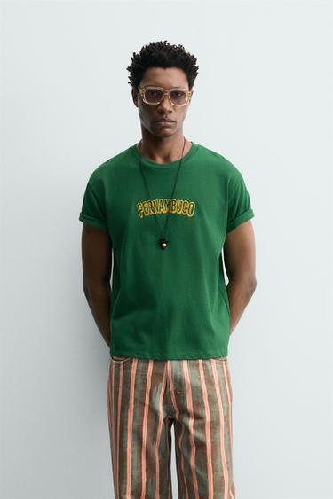 CAMISETA BORDADO PERNAMBUCO - Verde de Zara