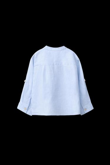 HEMD AUS 100 % LEINEN MIT STEHKRAGEN - Blau von Zara