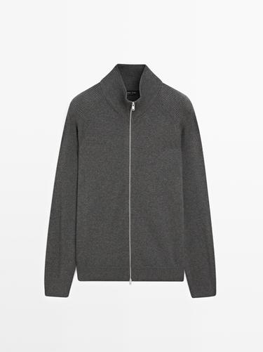Cardigan à manches raglan en coton mélangé - Gris moyen de Zara