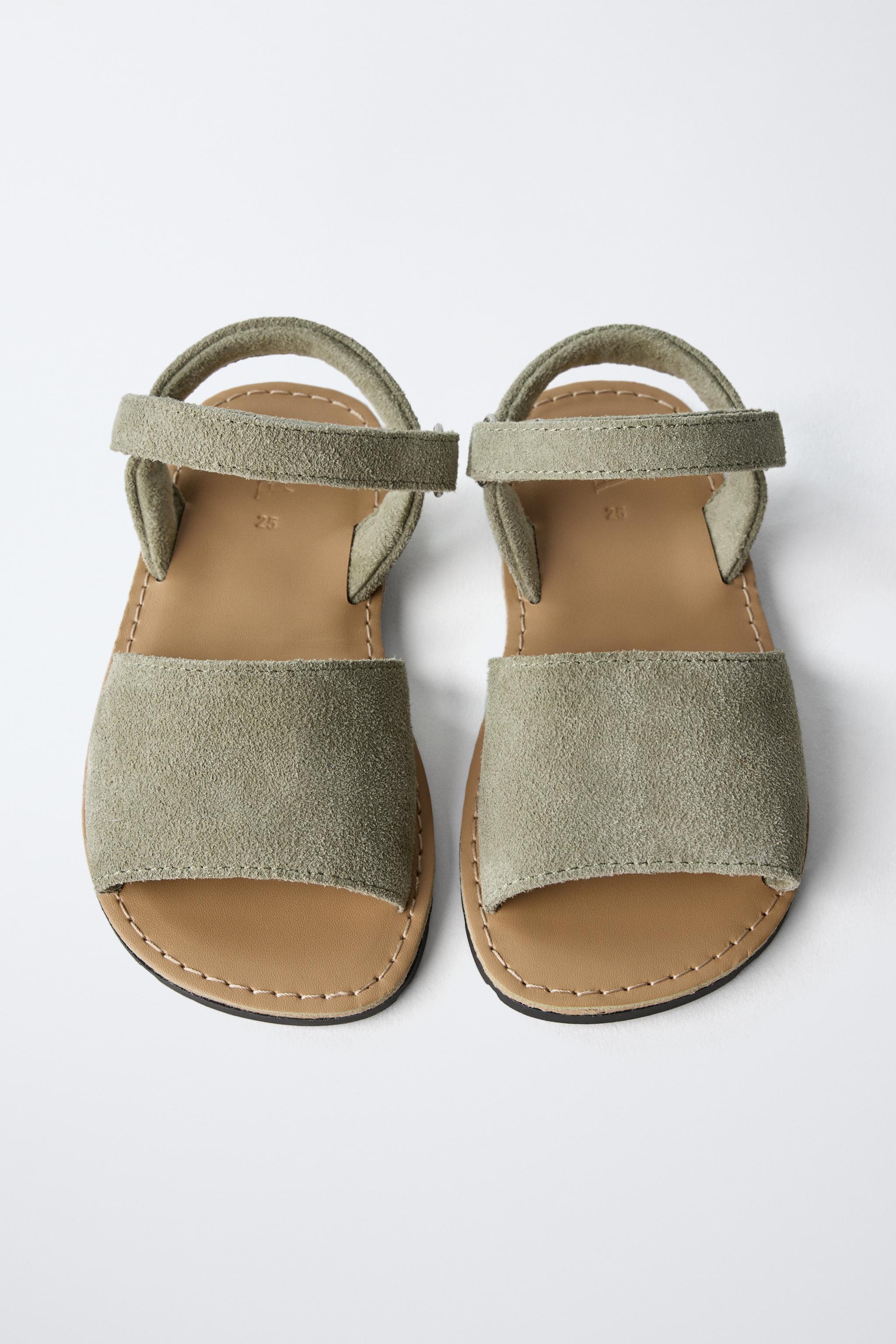 LEATHER SANDALS - Khaki Green | ZARA United States