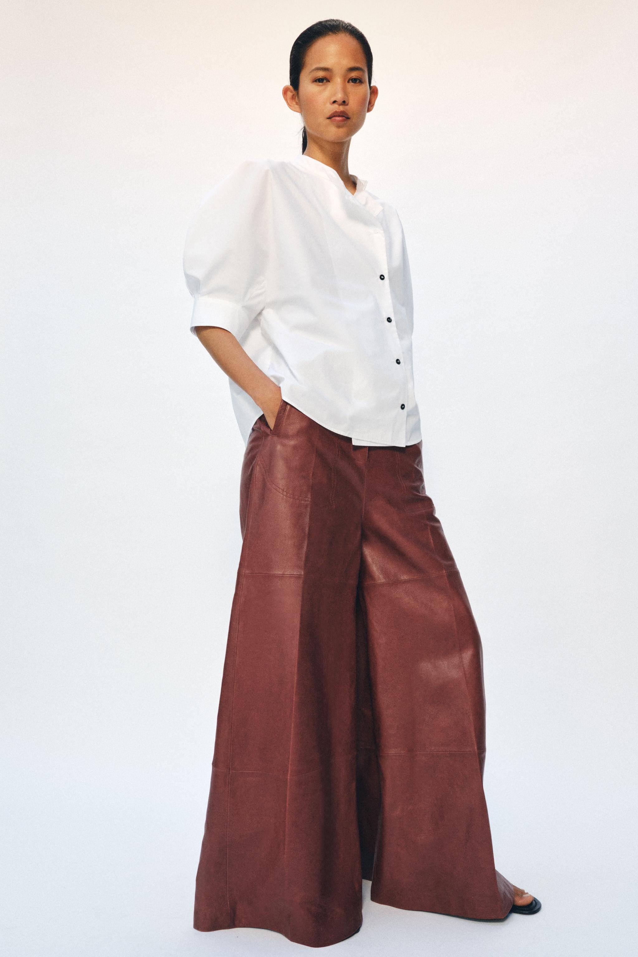 ZW COLLECTION BUTTONED POPLIN SHIRT - Blue/White | ZARA India