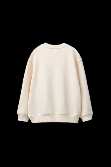 Zara BEAR PRINT SWEATSHIRT - Ecru