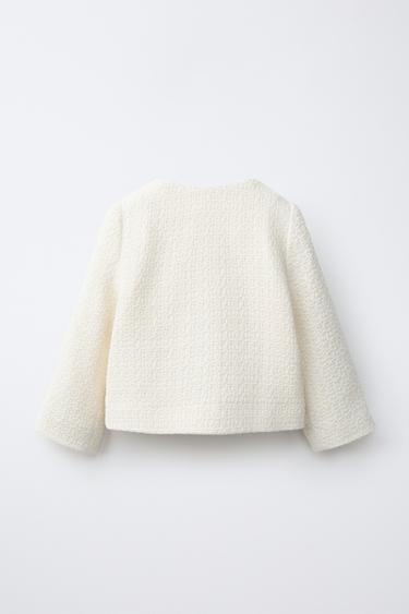 TEXTURED BOW JACKET — Ecru 2
