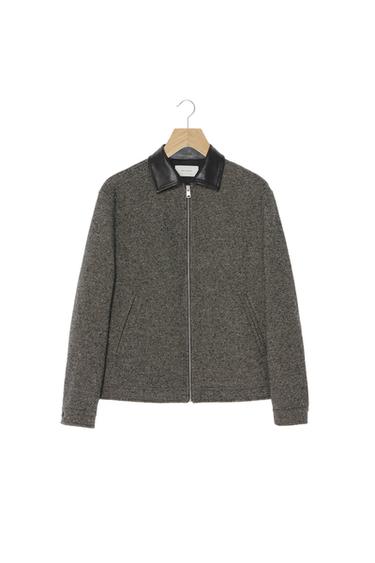 CAZADORA ESTRUCTURA COMBINADO PIEL ORIGINS - Marrón / Crudo de Zara